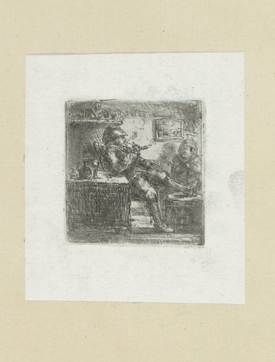 Homem coloca pijp The Compleat Work of Etchings por John Chalon / Oeuvre Complette des Eaux Fortes par Jean Chalon (título da série) de Jan Chalon
