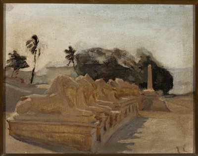 Avenida das esfinges no templo de Amon em Karnak. De uma viagem ao Egipto de Jan Ciągliński