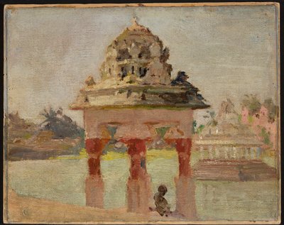 Madras - templo com lago sagrado. De uma viagem à Índia de Jan Ciągliński