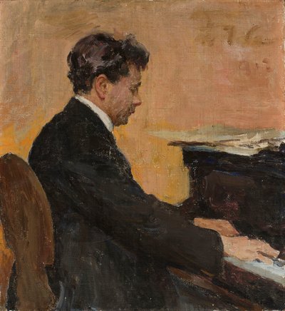 Retrato de Józef Hofmann ao piano de Jan Ciągliński