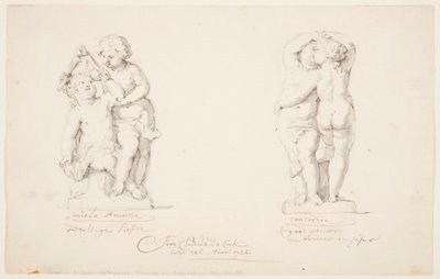 Desenho, projectos para um grupo estatuário: "Amizade", "Acordo", 1726 de Jan Claudius de Cock