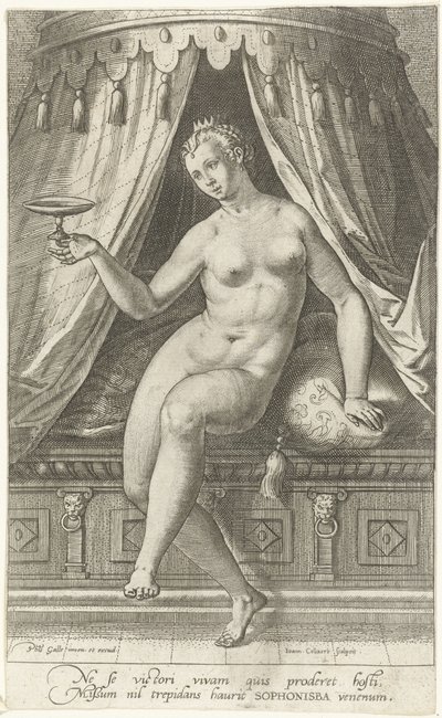 Morte de Sophonisba
Suicídios famosos da antiguidade (título da série) de Jan Collaert (II)