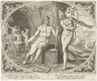 Phoebus informa Vulcano sobre adultério
Vénus e Marte (título da série) de Jan Collaert (II)