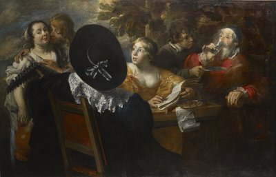 A alegre companhia Os Cinco Sentidos, meados do século XVII.. de Jan Cossiers