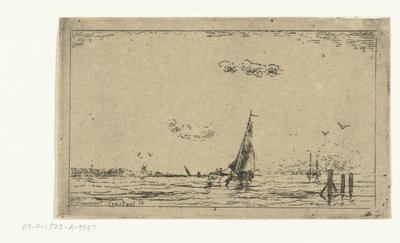 Vista para o rio com veleiro de Jan Daniël Cornelis Carel Willem baron de Constant Rebecque