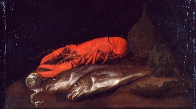Uma Natureza Morta de um Lavagante e Peixe sobre uma Mesa de Jan Davidsz de Heem