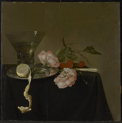 Ainda vida com copo, fruta e rosas, c.1632-34 de Jan Davidsz de Heem