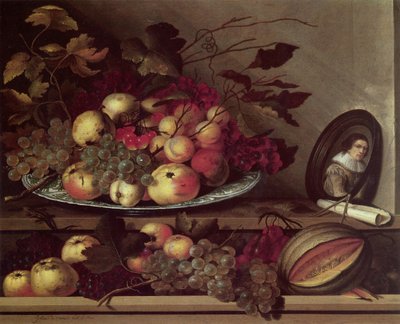Natureza-morta com frutos e um autorretrato de Jan Davidsz. de Heem