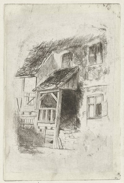 Fachada de uma casa com entrada coberta de Jan Diederikus Kruseman