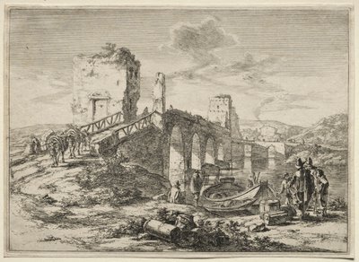 A ponte Molle sobre o Tibre. de Jan Dirksz Both