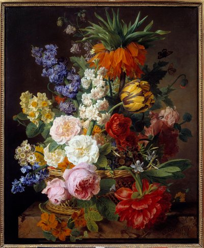 Pintura de Flores em Cesto por Jan Frans Van Dael (1764-1840) 1806 Sun. 0,53x0,65 m Lyon, Musee des Beaux Arts - Flores em um cesto. Pintura de Jan Frans van Dael (1764-1840) de Jan Frans van Dael