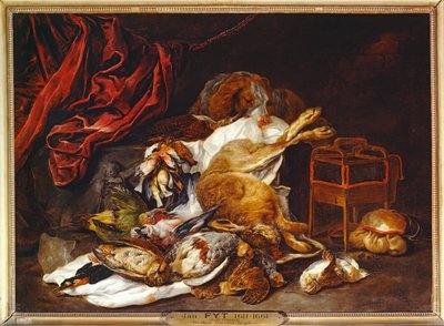 Cão ao lado de uma exposição de caça morta - Cão ao lado de ... de Jan Fyt