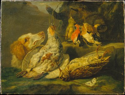 Stillleben mit Jagdhund und totem Geflügel de Jan Fyt