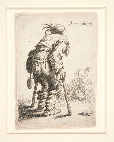Um mendigo com duas muletas de Jan Georg van Vliet