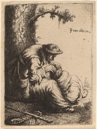 Mulher mendiga a fugir de um rapaz, 1632. de Jan Georg van Vliet