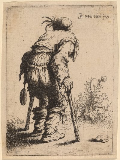 Mendigo com duas muletas, 1632. de Jan Georg van Vliet
