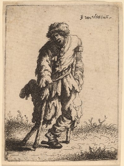 Mendigo com uma perna de madeira, 1632. de Jan Georg van Vliet