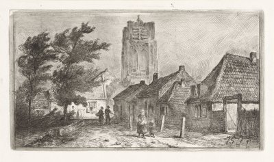 Vista da aldeia com torre da igreja de Jan Gerard Smits
