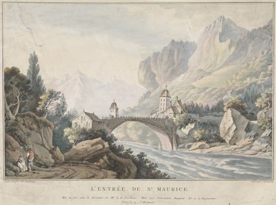 Vista da ponte em Saint Maurice na Suíça
L