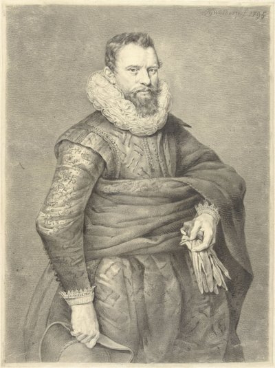 Retrato de um homem de luvas e chapéu, à direita de Jan Gerard Waldorp