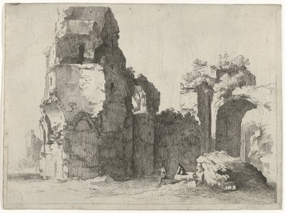 Ruínas romanas com duas figuras de Jan Gerritsz. van Bronckhorst