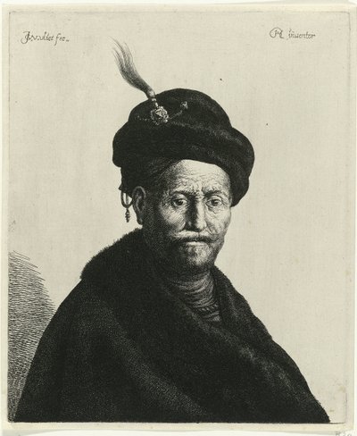 Busto de um homem usando um turbante
Tronies after Rembrandt (título da série) de Jan Gillisz. van Vliet