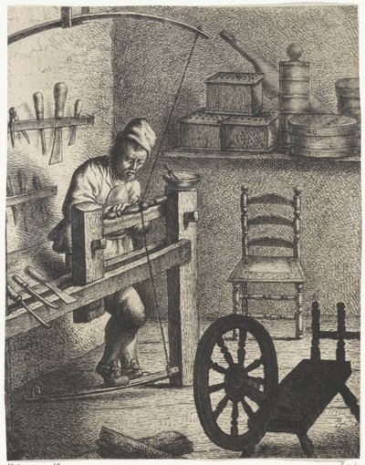 Trabalhador atrás de um torno Ocupações (título da série) de Jan Gillisz. van Vliet