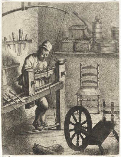 Trabalhador atrás de um torno Ocupações (título da série) de Jan Gillisz. van Vliet