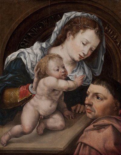 Maria com o Menino Jesus e doador do quadro de Jan Gossaert