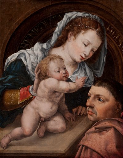 Maria com o Menino Jesus e doador do quadro de Jan Gossaert