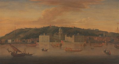 Uma vista de Greenwich a partir do rio com muitos barcos de Jan Griffier I