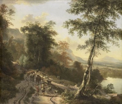 Paisagem com condutores de gado de Jan Hackaert
