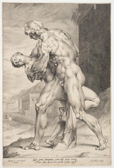 Um romano sequestrando uma mulher sabina de Jan Harmensz. Muller