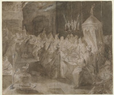 A refeição convidada da Belshazzar de Jan Harmensz. Muller