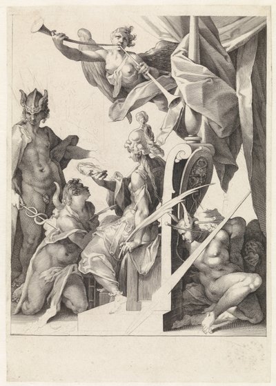 Mercury leva jovens artistas ao Minerva de Jan Harmensz. Muller
