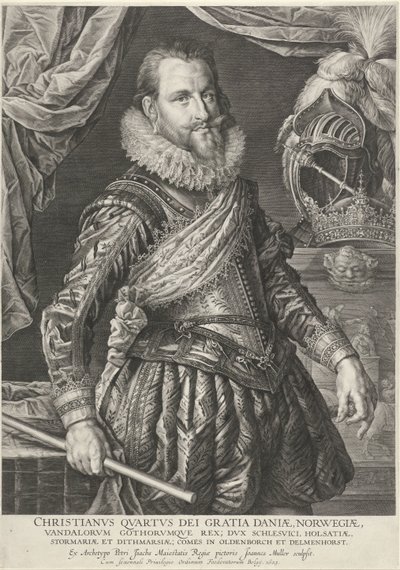 Retrato do rei Christian IV da Dinamarca e Noruega de Jan Harmensz. Muller