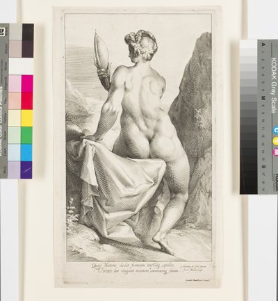Prudência se olhando no espelho (gravura) de Jan Harmensz Muller