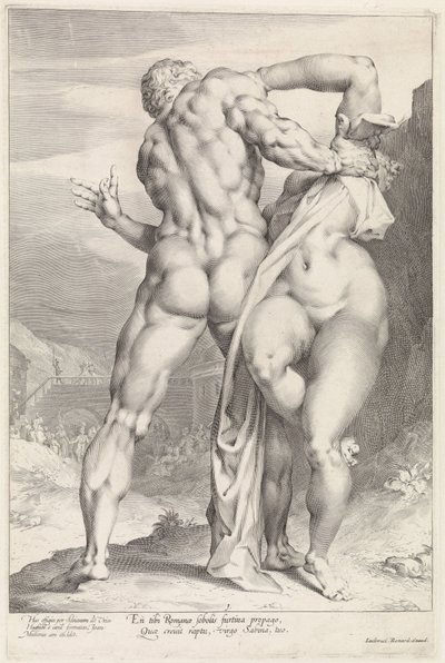 Roubo de uma mulher Sabine, vista traseira
Roubo de uma mulher Sabine (título da série) de Jan Harmensz. Muller