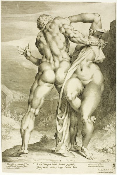 O estupro de uma mulher Sabine, vista de trás de Jan Harmensz. Muller