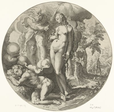 Sexto dia da criação: criação do homem
Morre VI (título sobre o objecto)
Criação do mundo (título da série) de Jan Harmensz. Muller