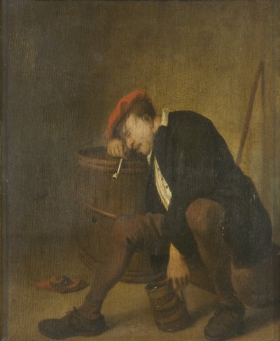 Homem Dormindo (óleo no painel) de Jan Havicksz (school of) Steen