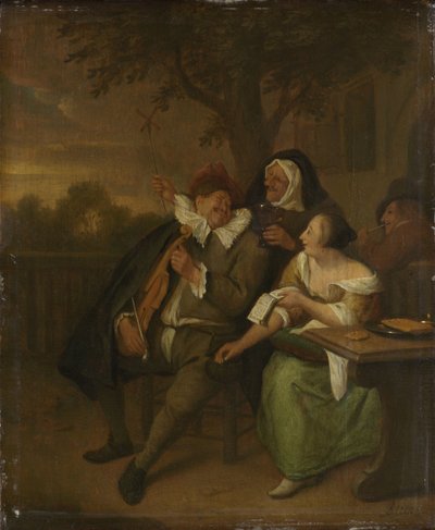 Homem com um violino em má companhia de Jan Havicksz. Steen (copy after)