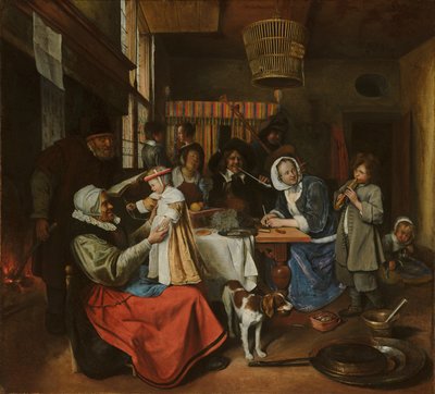 Assim como os velhos cantam, também os jovens, c.1663-5 de Jan Havicksz. Steen