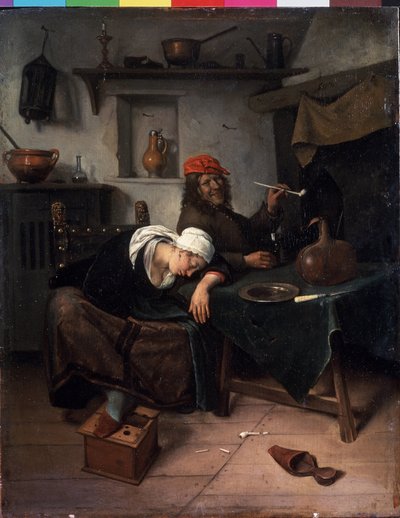 Os ociosos. Pintura de Jan Havicksz Steen (1626-1679). Óleo sobre madeira, 39 x 30 cm, cerca de 1660. Arte holandesa, estilo barroco. Museu Hermitage, São Petersburgo. de Jan Havicksz. Steen