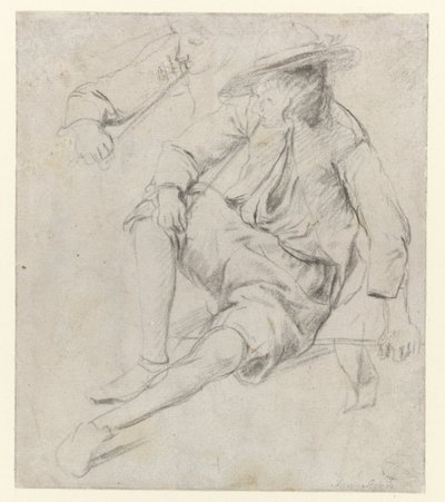 Estudo de um homem sentado a fumar um cachimbo de Jan Havicksz. Steen