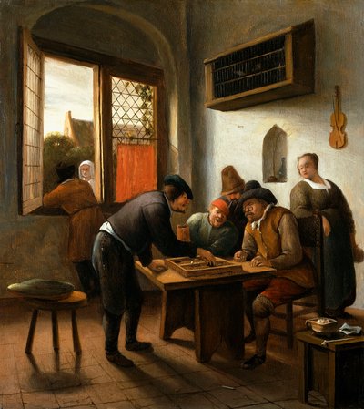 Tric Trac Jogadores em um Interior, de Jan Havicksz. Steen