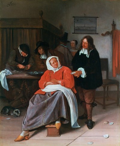 Um homem oferecendo uma ostra para uma mulher, c1660-1665 de Jan Havickszoon Steen