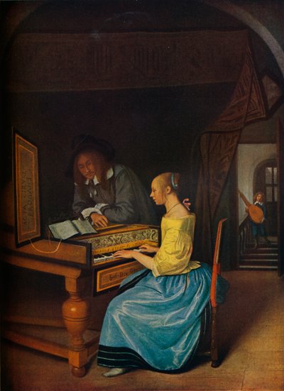 Uma jovem tocando um cravo para um jovem, 1659 de Jan Havickszoon Steen