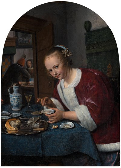 Menina, comer, ostras, c.1658-1660 de Jan Havickszoon Steen