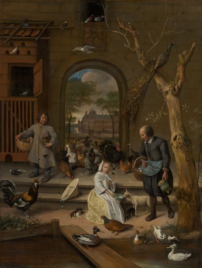 Retrato de Jacoba Maria van Wassenaer (1654-1683), conhecido como The Poultry Yard, 1660 de Jan Havickszoon Steen